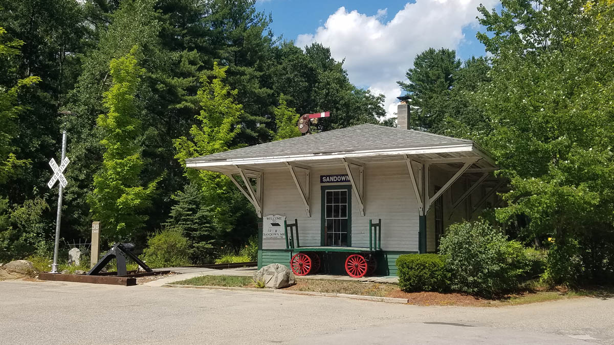 View of the Sandown railroad station from Depot Road.