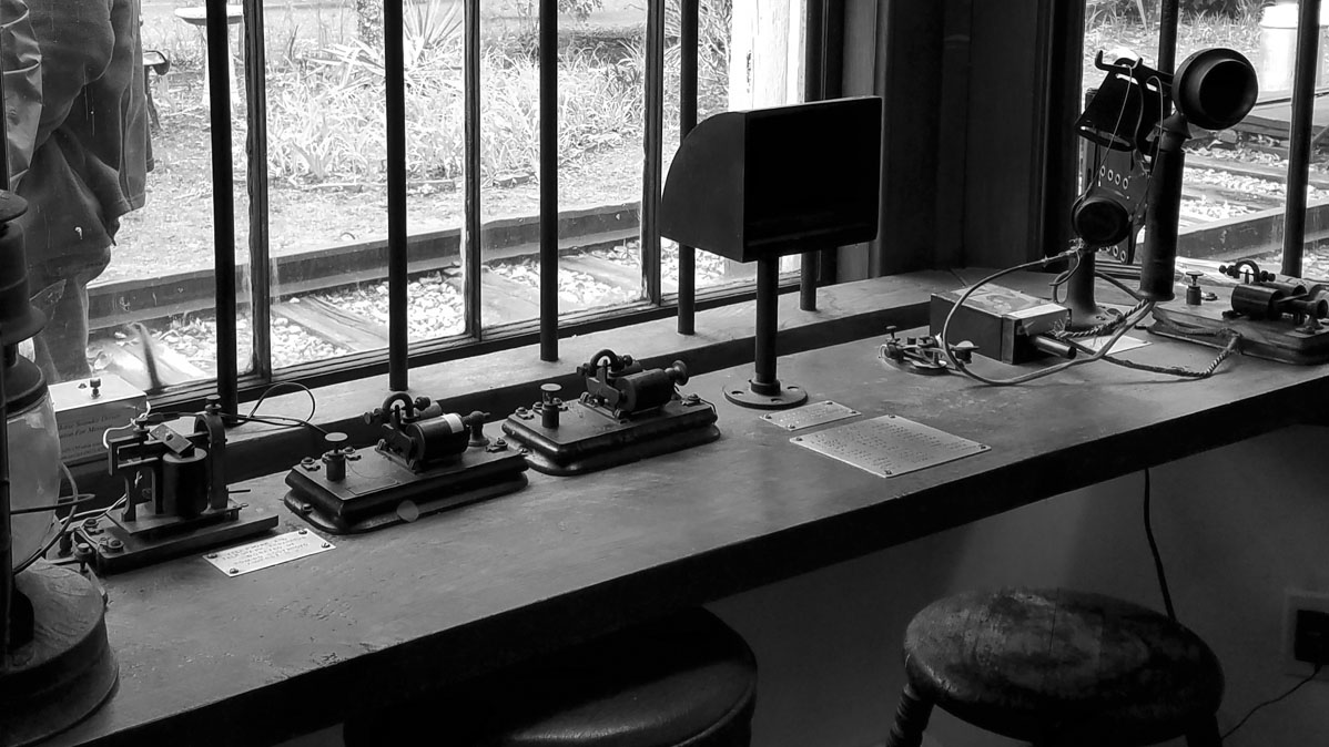 Station agent's desk within the Sandown railroad depot